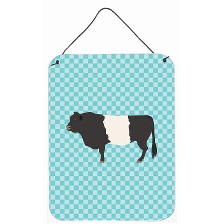 Carolines Treasures Belted Galloway Cow Blue Check Wall or Door Hanging Prints BB8005DS1216